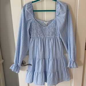 Blu Pepper Light Blue Gingham Mini Dress